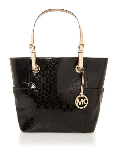 michael kors overall black|Michael Kors black shiny purse.